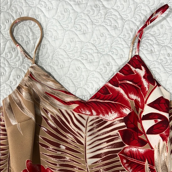 Red Spaghetti Strap Slip Dress Midi - Picture 2 of 3